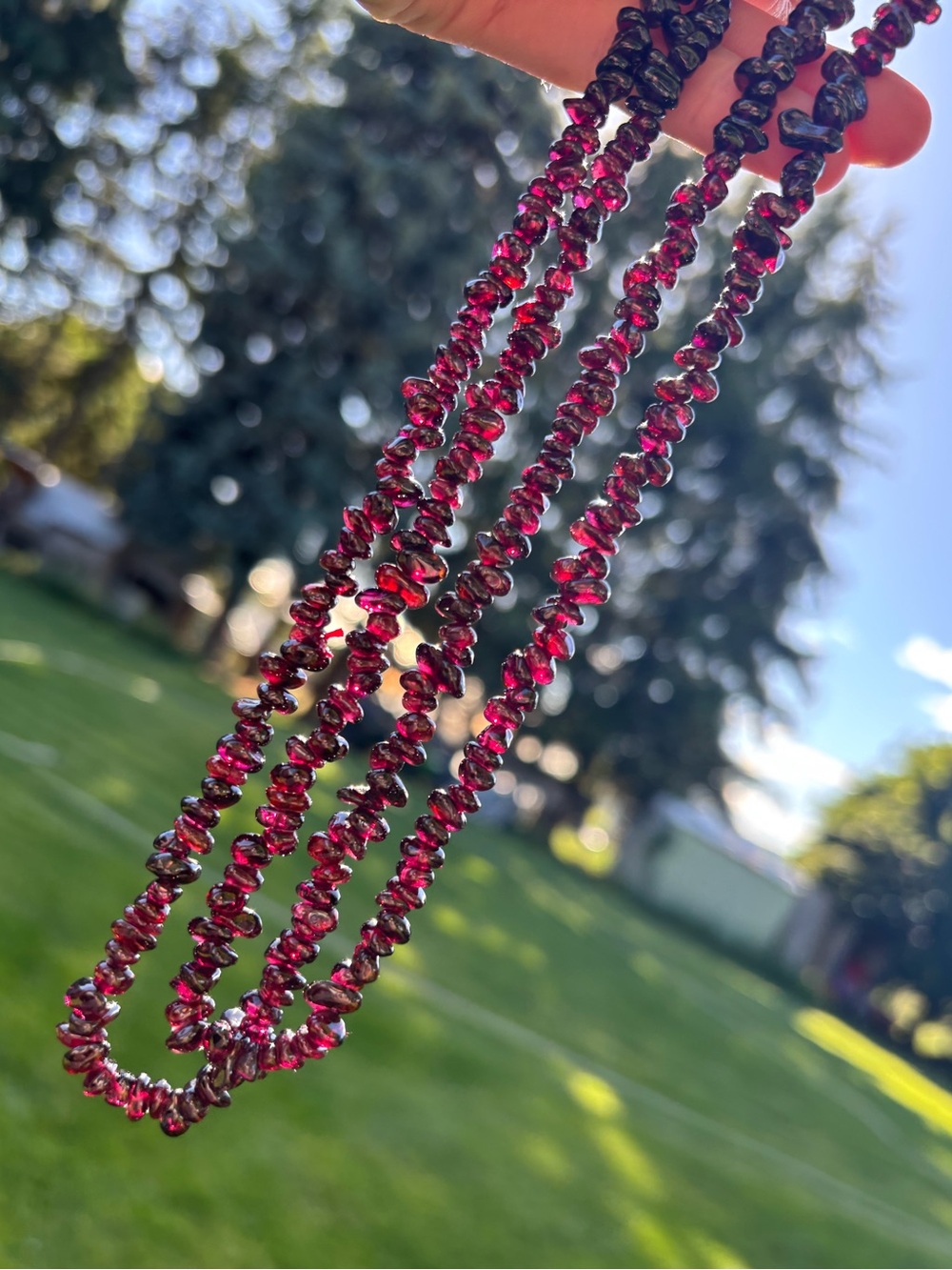 Real Garnet chip Necklace.